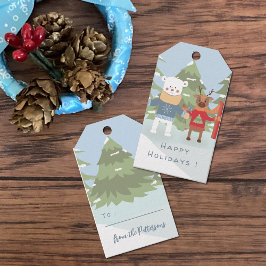 Para Regalos Etiquetas de regalo de vacaciones azules de oso po