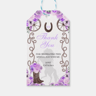 Para Regalos Etiquetas de regalo de Western Purple Ranchero Qui