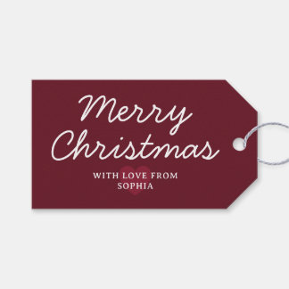 Para Regalos Etiquetas de regalo Deep Cranberry & White - Linda