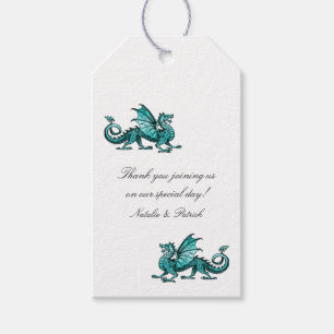 Para Regalos Etiquetas de regalo del Boda Dragon verde azulado