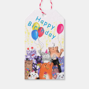 Para Regalos Etiquetas de regalo del Fiesta del gato feliz - Cu