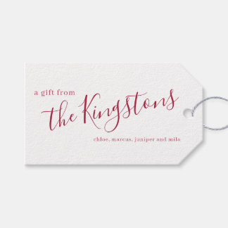 Para Regalos Etiquetas de regalo del guión de nombre de familia