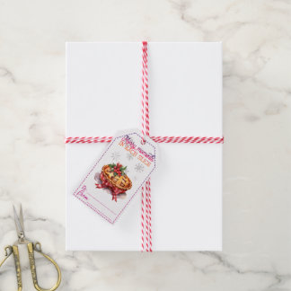 Para Regalos Etiquetas de regalo festivas con pastel y acebo