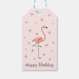 Para Regalos Etiquetas de regalo Flamingo Pink Happy Birday