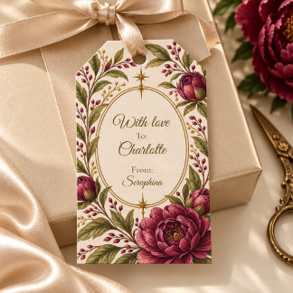 Para Regalos Etiquetas de regalo florales marfil personalizadas