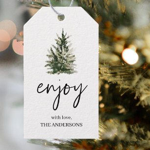 Para Regalos Etiquetas de regalo navideñas de Pine Tree de vaca