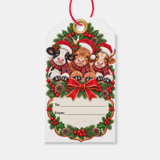 Para Regalos Etiquetas de regalo navideñas de vacas de Navidad