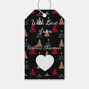 Para Regalos Etiquetas de regalo navideño en búfalo negro