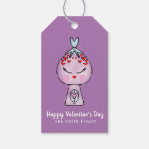 Para Regalos Etiquetas de regalo negras de San Valentín dibujad