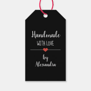 Para Regalos Etiquetas de regalo negras hechas a mano con amor
