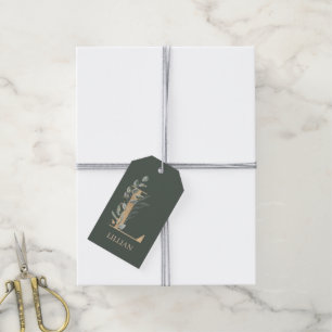 Para Regalos Etiquetas de regalo personalizadas de floral monog