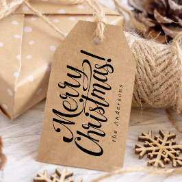 Para Regalos Etiquetas de Regalo Rustic Black Merry Christmas