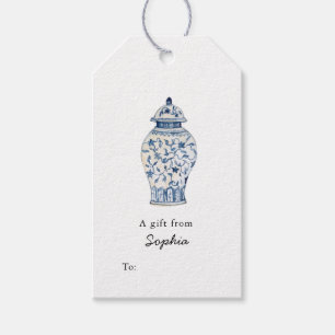 Para Regalos Etiquetas elegantes de regalo de jengibre azul y b