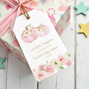 Para Regalos Etiquetas favoritas de Baby Shower de calabaza ros