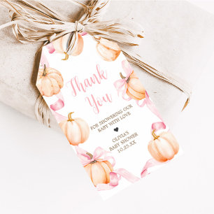 Para Regalos Etiquetas favoritas de Baby Shower de calabaza ros