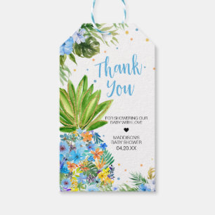 Para Regalos Etiquetas favoritas de Baby Shower Floral Blue Pin