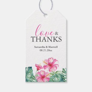 Para Regalos Etiquetas favoritas de bodas Flores rosadas tropic