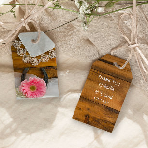 Para Regalos Etiquetas favoritas de casamiento rosado, encaje y