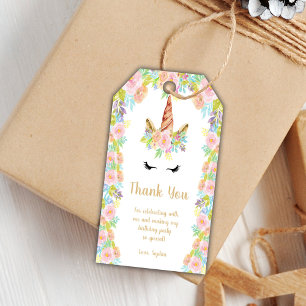 Para Regalos Etiquetas Floral Unicornio de Favor de Cumpleaños