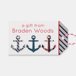Para Regalos Etiquetas Nautical Pattern Anchors Gift