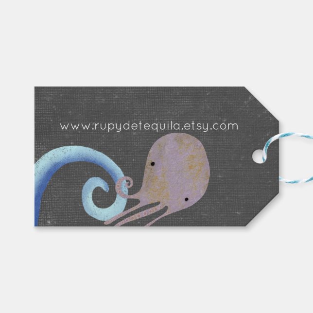 Para Regalos Etiquetas Octopus (Frente (Horizontal))