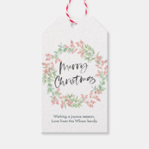 Etiquetas personalizadas de regalo de Navidad flor