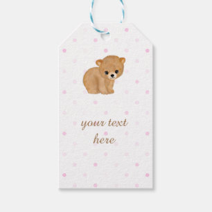 Para Regalos Etiquetas rosadas del regalo de Cub de oso del