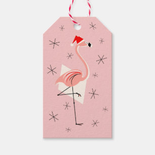 Para Regalos Etiquetas rosadas del regalo de Santa del flamenco