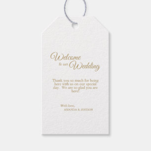 Para Regalos Etiquetas simples de Boda de caligrafía de oro