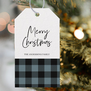 Para Regalos Etiquetas simples de regalo de Navidad de Plaid az
