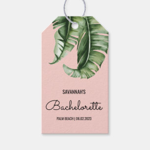 Para Regalos Etiquetas Tropical Palm and Pink Bachelorette Favo