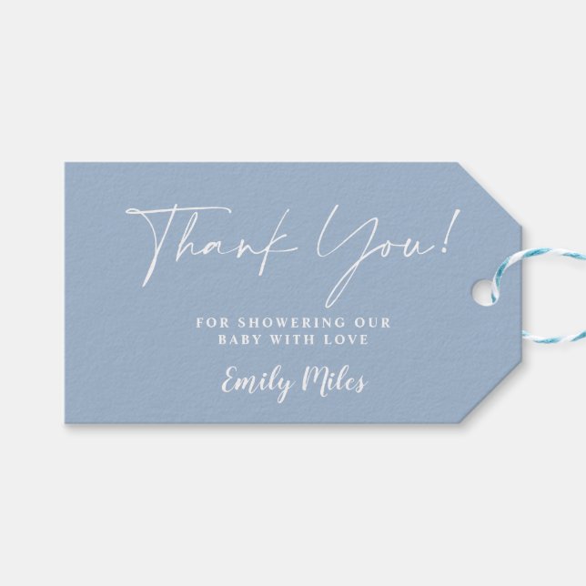 Para Regalos Etiquetas Winter Dusty Blue (Frente (Horizontal))