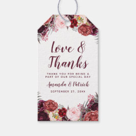 Para Regalos Fall Marsala Rubor Etiquetas de Favor de Boda Rosa