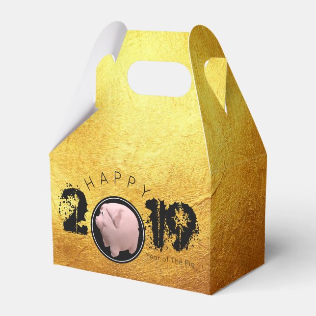 Para Regalos Feliz año PIg 2019 Original caja de favores 3D dor (Front Side)