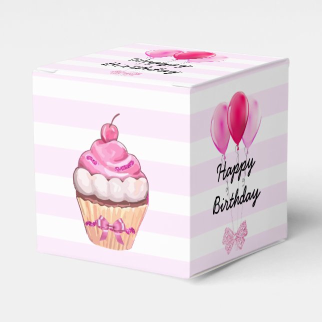 Para Regalos Feliz cumpleaños pastel de cerezo rosado con caja  (Costado Anverso)