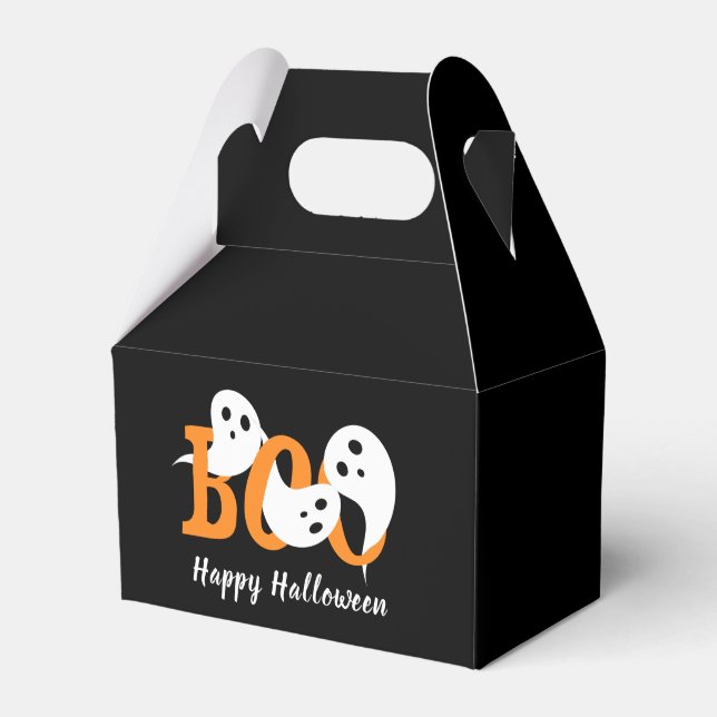 Para Regalos Feliz Halloween Boo Fantasma Caja de Favor Negra (Front Side)