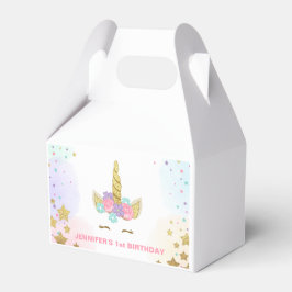 Para Regalos Fiesta de cumpleaños de Unicornio caja de oro rosa