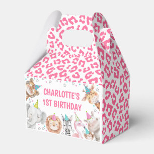 Para Regalos Fiesta de Safari Rosa Animales Caja de Favor de Fi