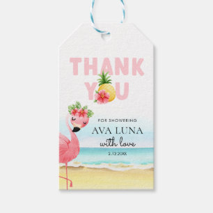 Para Regalos Flamingo rosa Baby Shower Gracias Etiquetas de reg