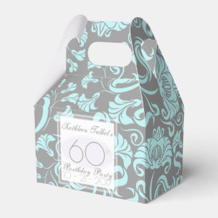 Para Regalos Flora Gris Azul 60 cumpleaños Gracias Caja de Favo