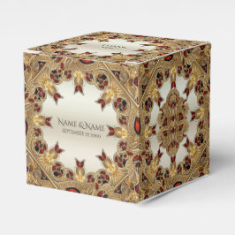 Para Regalos Flores doradas caja de Favor de Gemstone Rojo