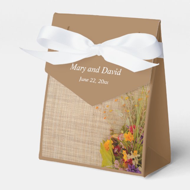 Para Regalos Flores rusticas de otoño caja de favores de matrim (Front Side)