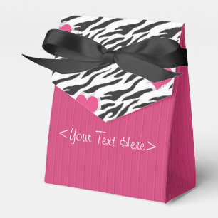 Para Regalos Fushia Zebra rayada y caja de favoritos del patrón