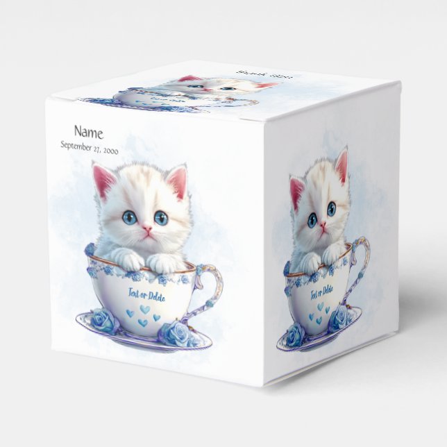 Para Regalos Gatito en la caja de favoritas de las flores azule (Costado Anverso)