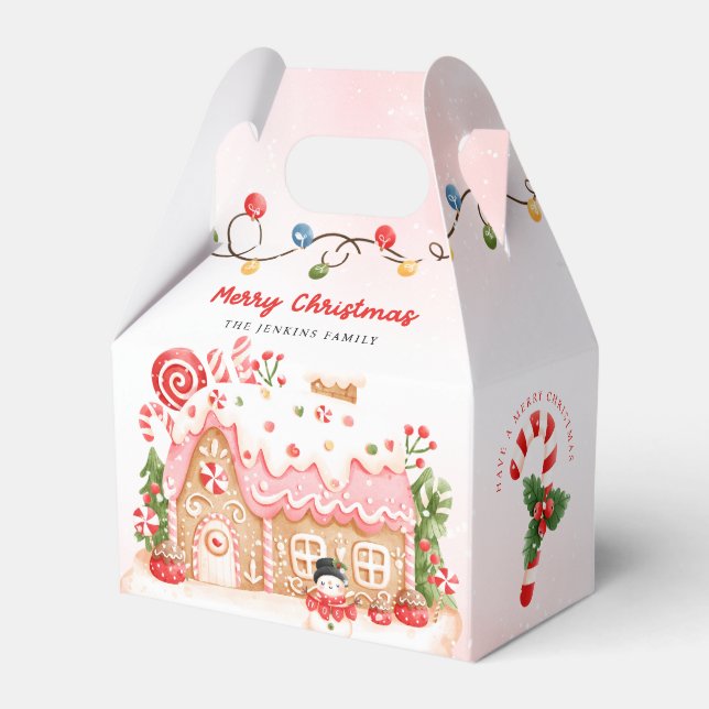 Para Regalos Gingerbread House Navidades Caja de Favor (Front Side)