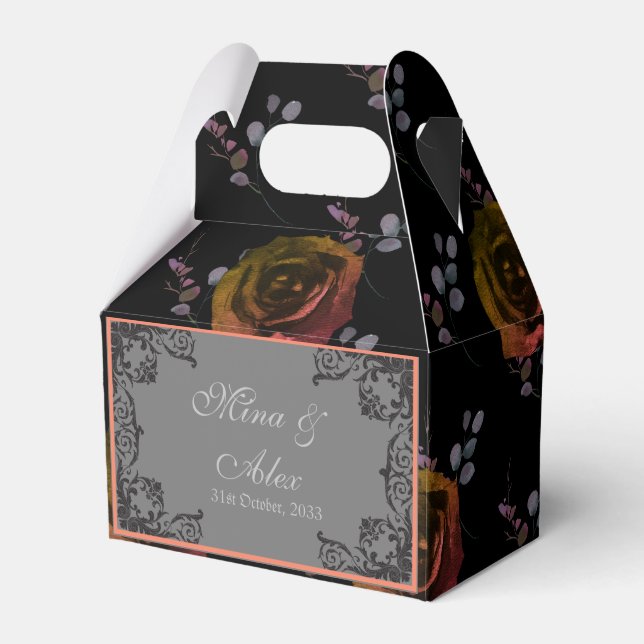 Para Regalos Gótico Floral Oscura Caja de Favor de Boda Persona (Front Side)