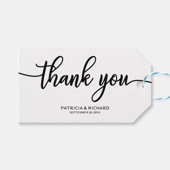 Para Regalos Gracias - Etiquetas de Favor de Boda con Caligrafí (Frente (Horizontal))