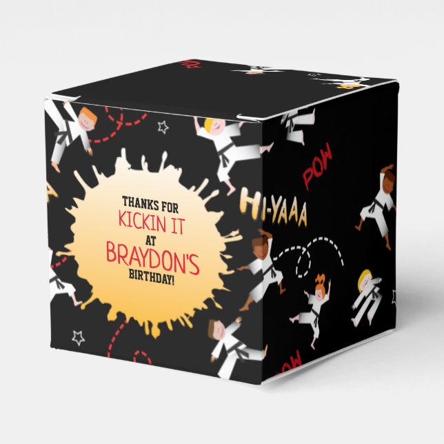 Para Regalos Karate Niños Niños Fiesta de cumpleaños Caja de re (Costado Anverso)