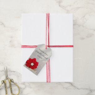 Para Regalos La Poinsettia Roja Perlas Etiquetas Favor de la Bo