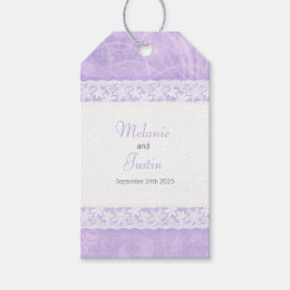 Para Regalos Lazo blanco en púrpura gracias etiquetas de favore